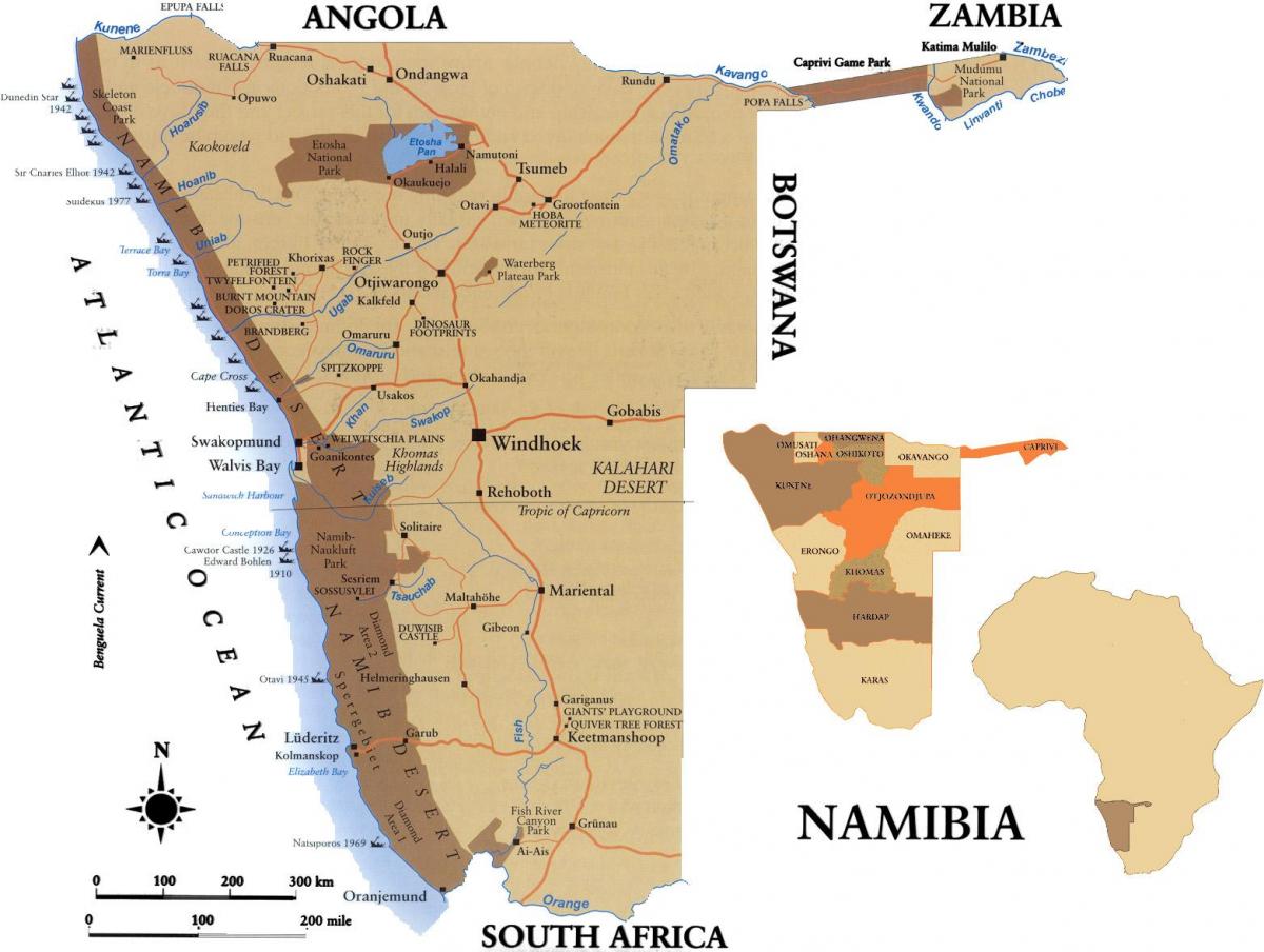 Kaart van skillsmap Namibië