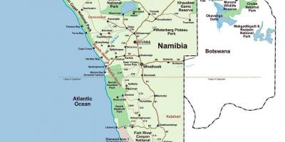 Die kaart van Namibië